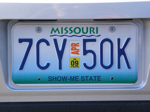 Missouri Show Me License Plate